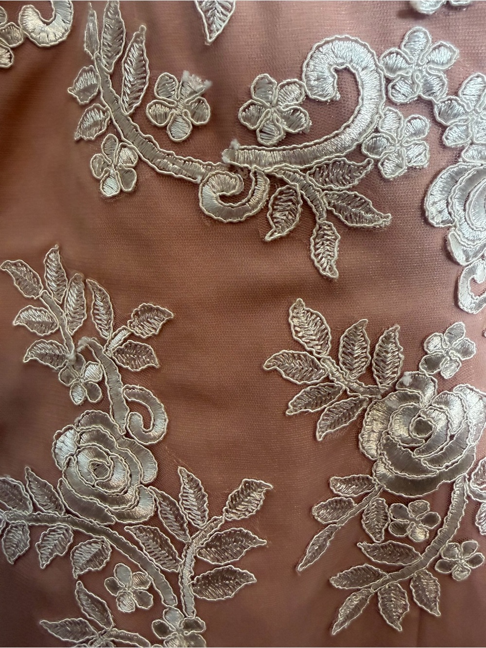 JJs House Blush Pink & White Floral Lace Embroidery Dress Gown With Tulle Skirt - Picture 5 of 12